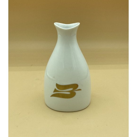 Porsgrund Norway Varefakta Cruet Vase P555 White Gold Bird Emblem 5.5” x 3.5” - Picture 7 of 9
